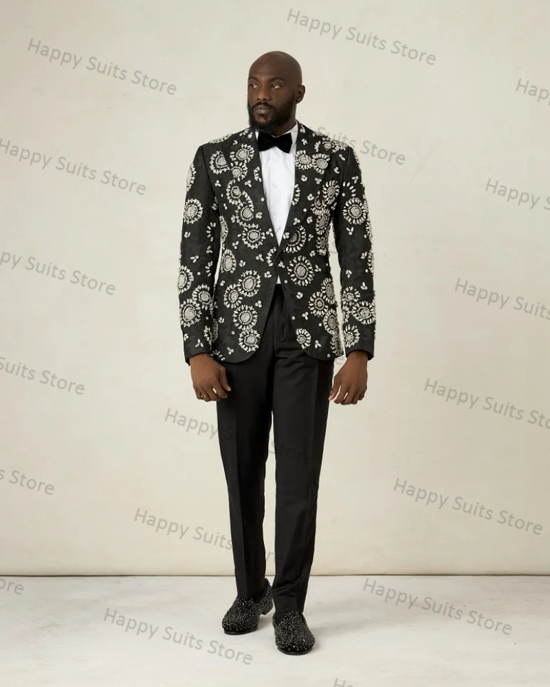 Formal Wear Jersey For Men - 男性用の黒い新郎のスーツ,ブレザーパンツ,豪華なフォーマルオフィスジャケット,結婚式のタキシードコート,カスタムメイドのコットン,ウエディングドレス,2個