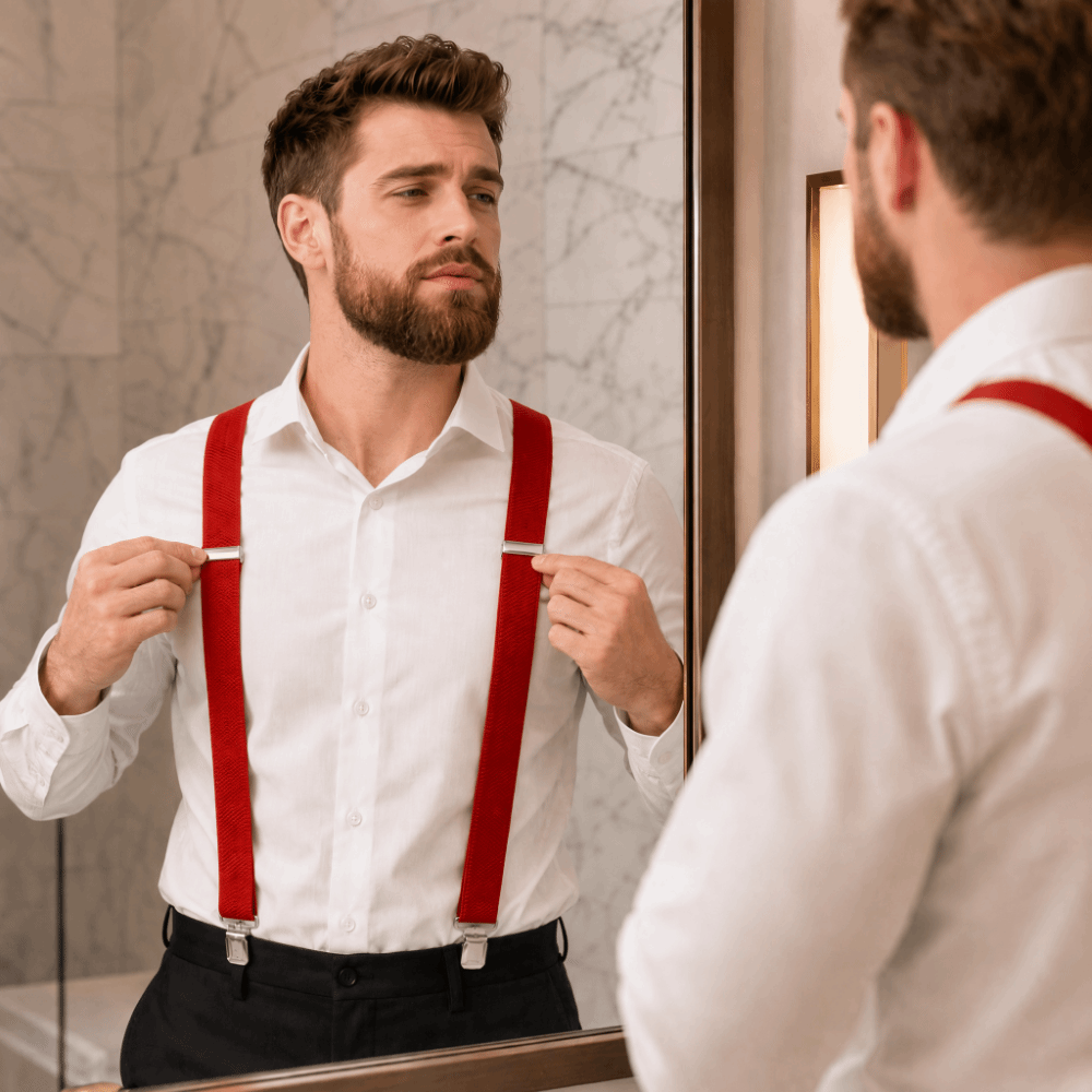 Suspender Clip Formal - 新しい伸縮性のある頑丈なサスペンダー、通気性のある生地、調節可能なXバックサスペンダー、幅広4クリップ、クリップオンパンツブレース、フォーマルウェア用
