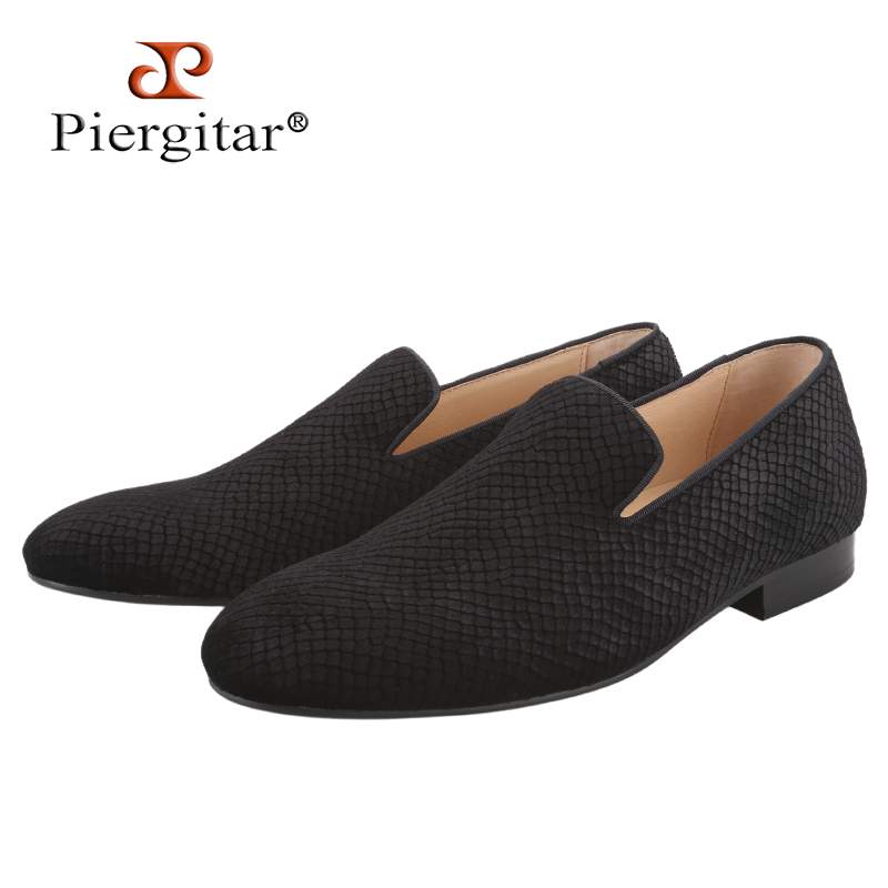 Men'S Formal Wear Slippers - Piergitar マルチカラー魚鱗パターンエンボス加工ベルベットメンズローファーパーティーや結婚式のフォーマルウェア用手作りスリッポンスリッパ