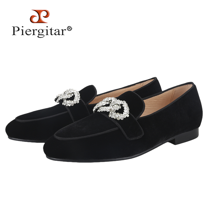 Men'S Formal Wear Slippers - Piergitar-フォーマルウェア用のブラックベルベットローファー、チェーン型のオールオールクリスタル付きメンズスリッパ、手作りのスリッポン、ベルギーウェア、2022