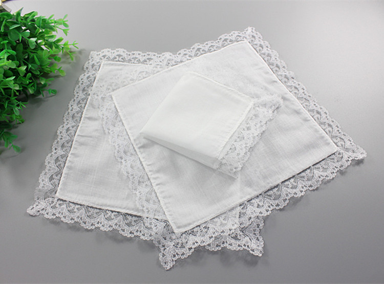 Monogrammed Handkerchief - 女性用パーソナライズレースハンカチ、白い布ナプキン、結婚祝い、装飾、20枚 25*25cm