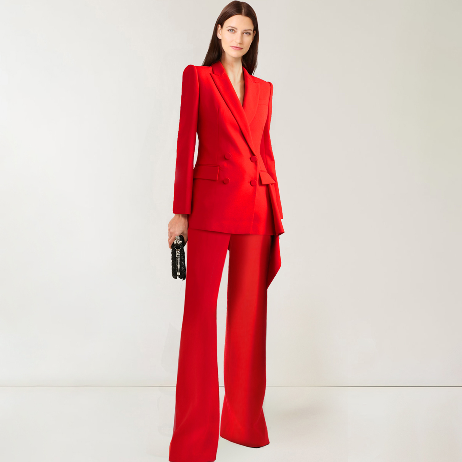 Slim Fit Suit Set - アリングンレッドパンツスーツ レディース ツーピーススーツセット エレガントパンツスーツセット ビジネスパーティーブレザー オフィスワークアウトフィット