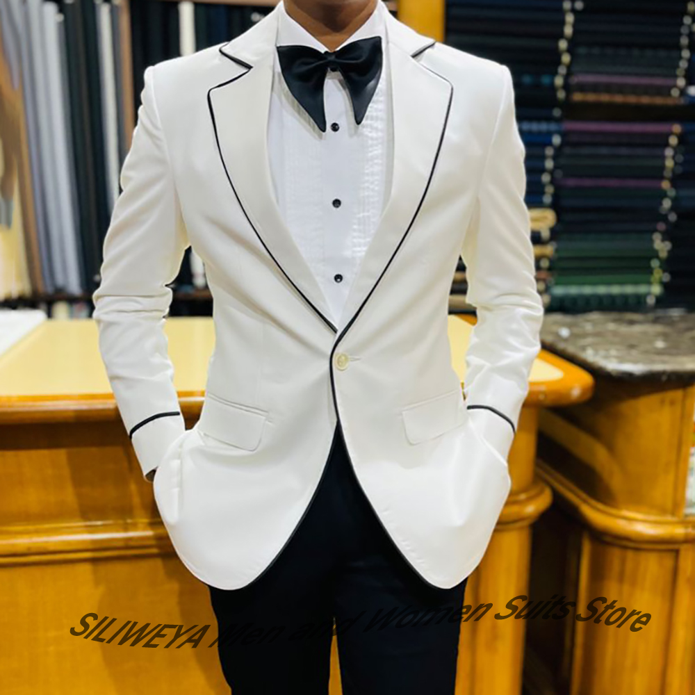Men'S Formal Dinner Wear - エレガントなメンズウェディングスーツ レッドカーペットガラ用 スリムフィット シングルボタン ノッチドラペル タキシードブレザー+パンツ