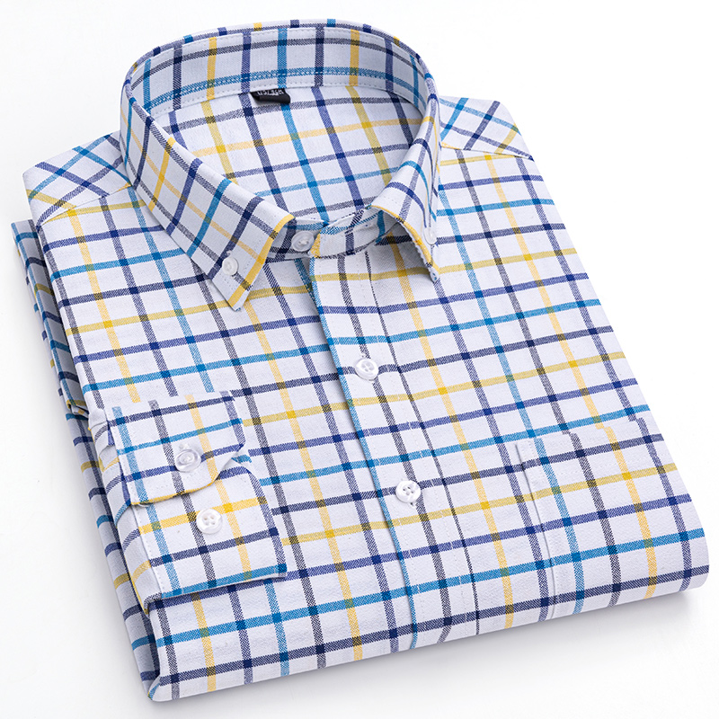 Men'S Formal Wear Big And Tall - メンズビッグ＆トールシャツ、綿100％オックスフォード生地、長袖カジュアルビジネスシャツ、プラスサイズフォーマルウェアサイズ38-47 S-7XL