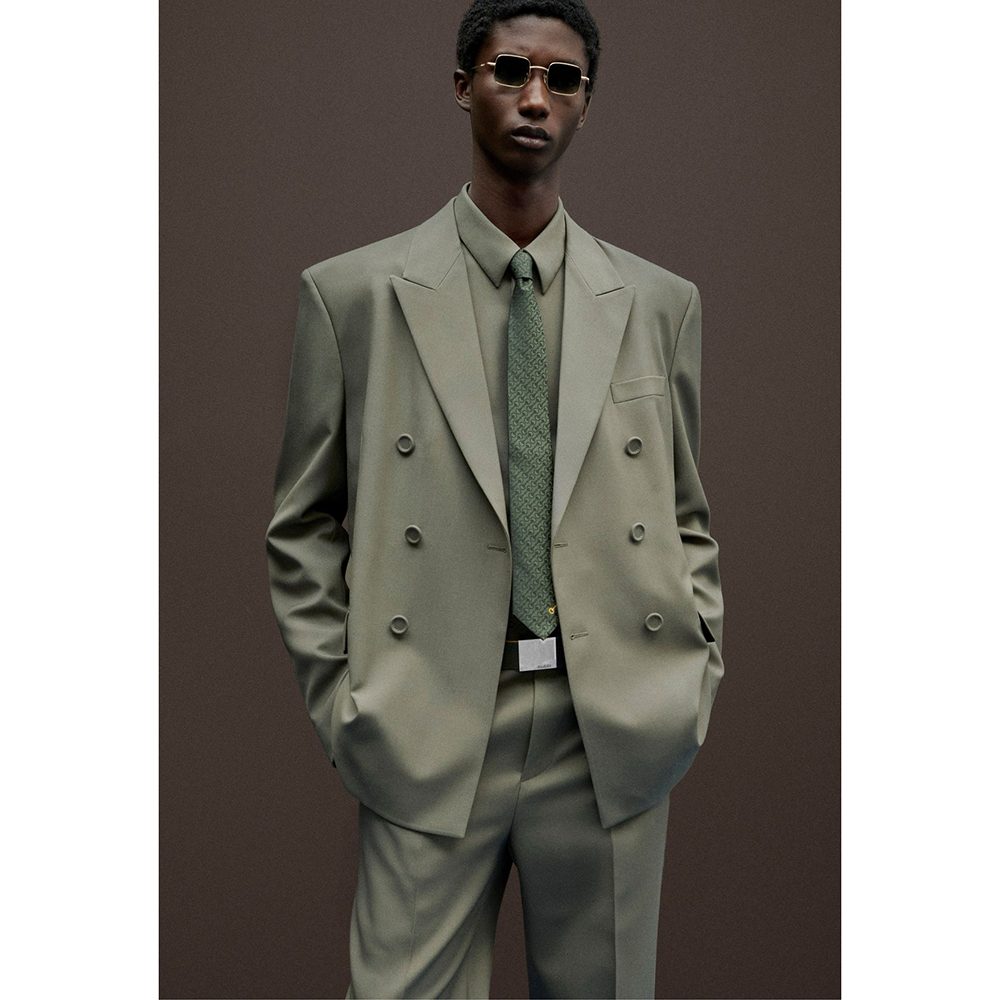 Khaki Formal Wear Men - メンズダブルブレストスーツ2ピースセットライトカーキグリーンフォーマルピークドラペルブレザー＆パンツビジネスオフィスウェディングパーティーウェア