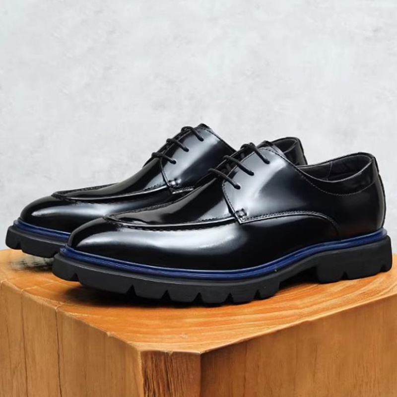 Men'S Formal Office Wear Shoes - クラシックなプロ仕様の紳士靴、パテントレザー、レースアップ、ビジネスフォーマルシューズ、滑り止め、厚底、ダービーシューズ