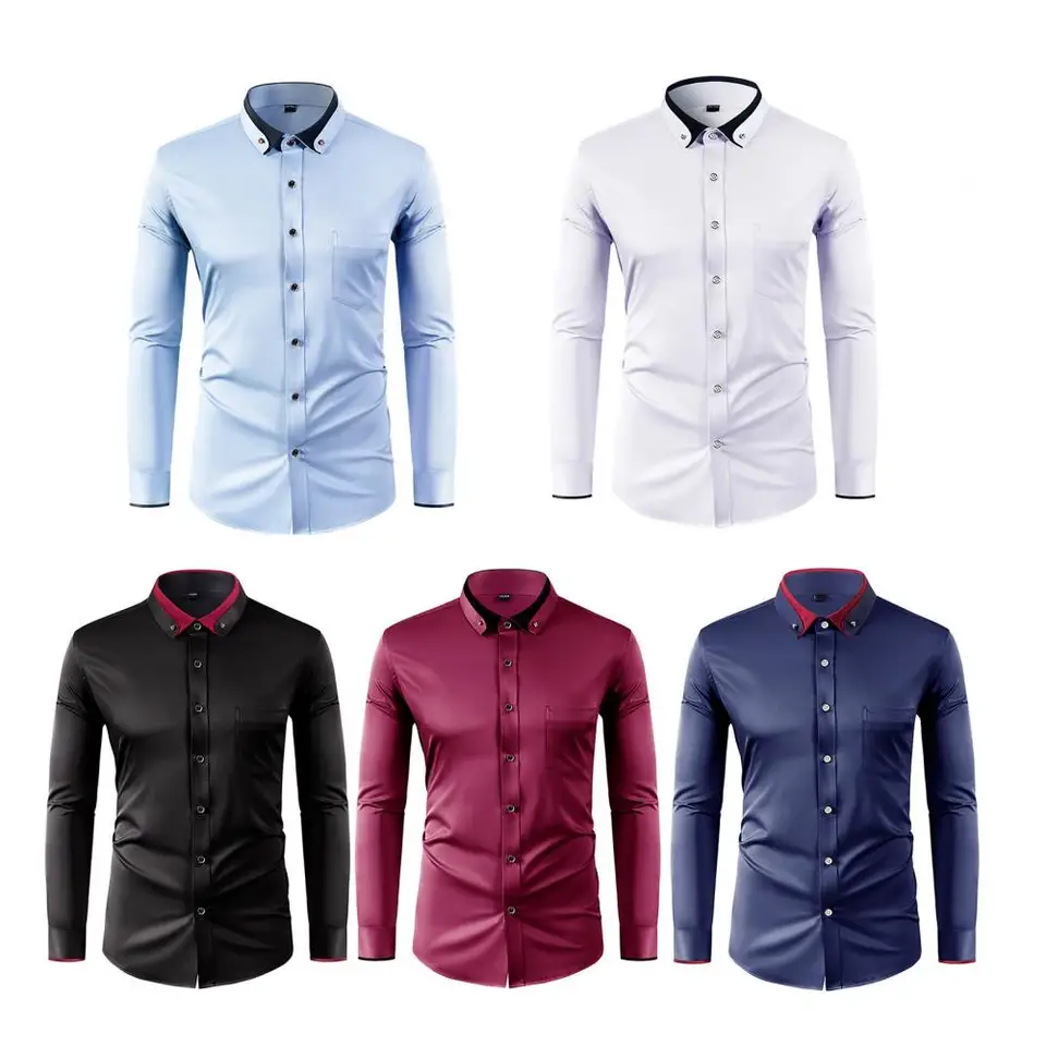 Men Formal Party Wear Shirt - メンズ新作ファッション ピュアシャツ カジュアル長袖スリムパーティードレスシャツ フロントウェディングディナーフォーマルシャツ 男性用プロムウェア