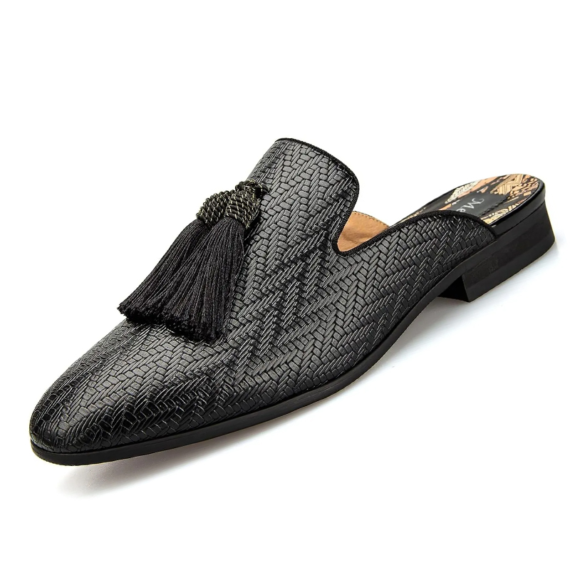 Men'S Formal Wear Slippers - レザースリッパ通気性夏メンズスリッパスリッポンローファーレザーフォーマルウェアカジュアルオープンバックサンダル