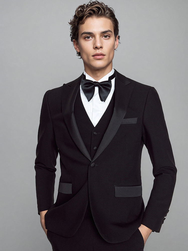 Men'S Formal Dinner Wear - メンズスーツセット高級黒フォーマルディナー服結婚式新郎着用ハンサムな男性ビジネスマンデイリーブレザーベストパンツプラス 58A