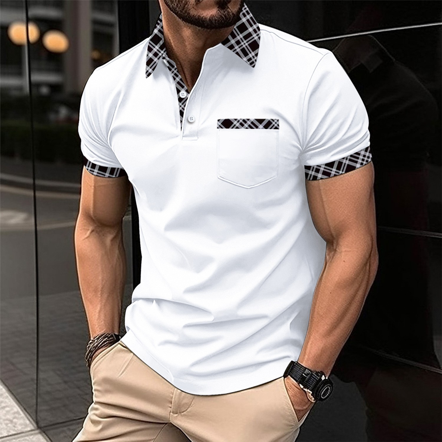 メンズカジュアル通気性抜群快適ポロシャツ、フロントポケット付 - Men Formal Wear Combination のレビューと価格