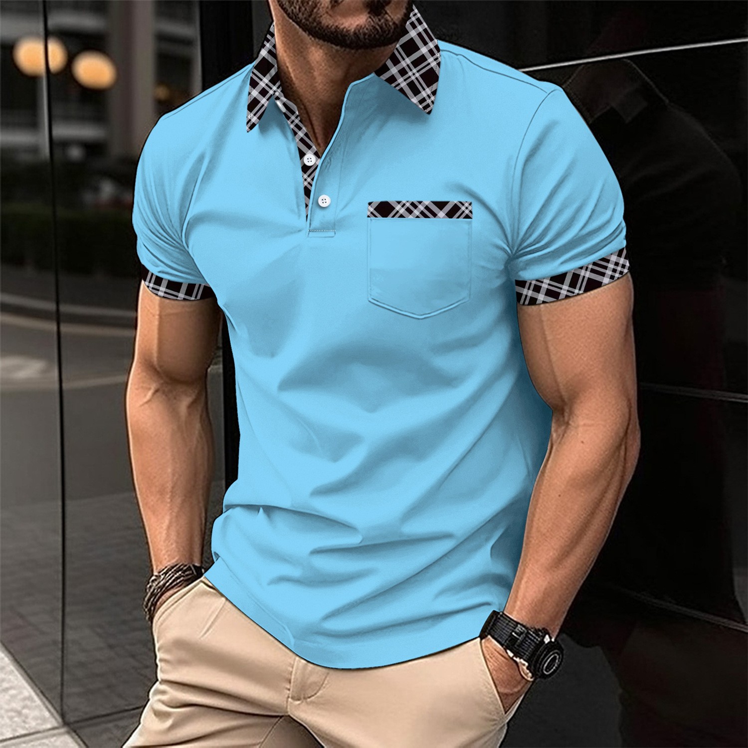 メンズカジュアル通気性抜群快適ポロシャツ、フロントポケット付 - Men Formal Wear Combination のレビューと価格