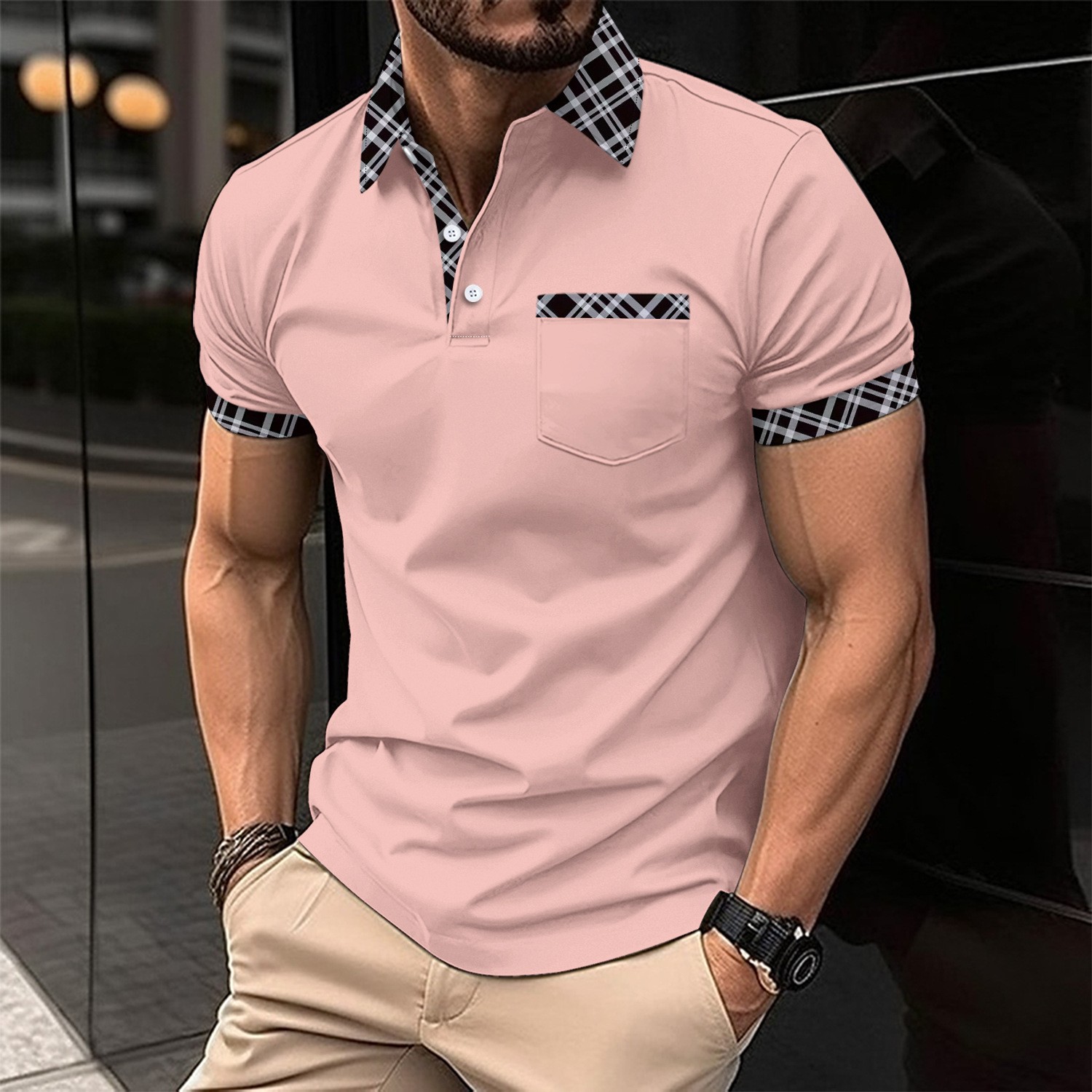メンズカジュアル通気性抜群快適ポロシャツ、フロントポケット付 - Men Formal Wear Combination のレビューと価格