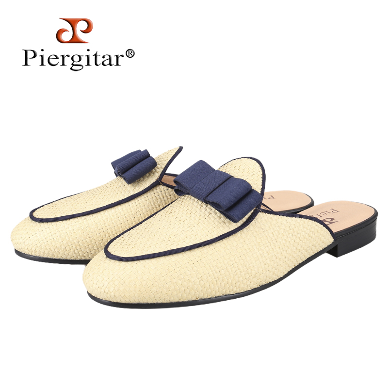 Piergitar 夏スタイルメンズミュールアイボリー織籐草 - Men'S Formal Wear Slippers のレビューと価格