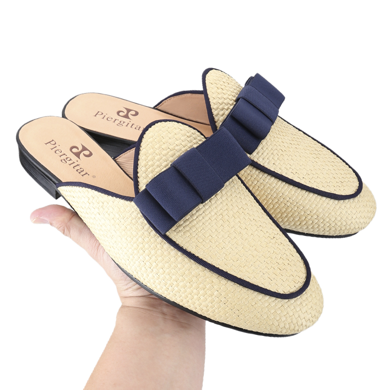 Piergitar 夏スタイルメンズミュールアイボリー織籐草 - Men'S Formal Wear Slippers のレビューと価格