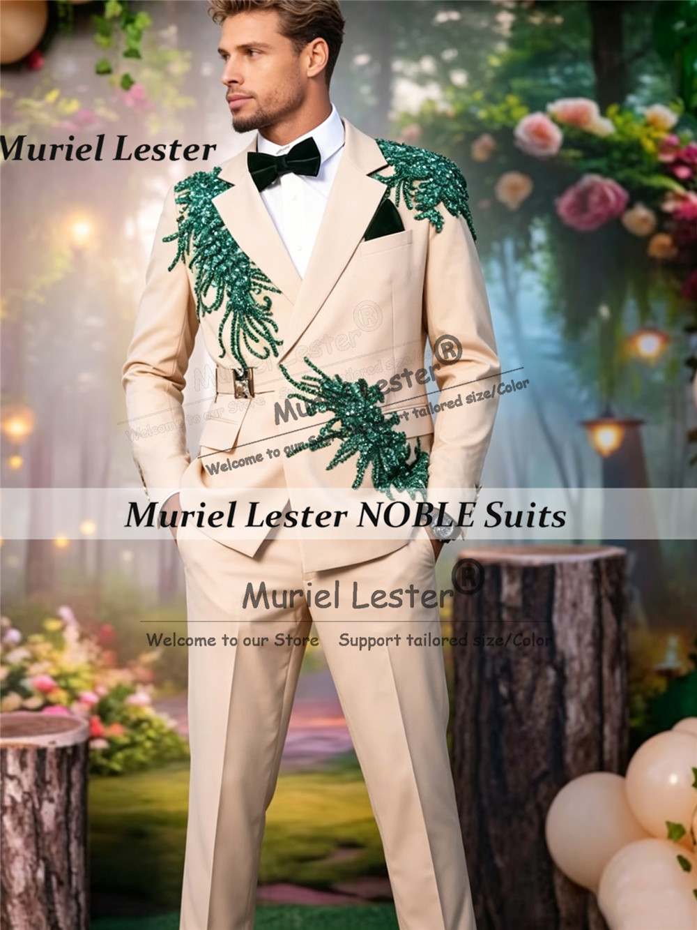 カスタマイズされたラインストーンビーズスーツ男性用結婚式ユニ - Unique Men'S Formal Wear のレビューと価格