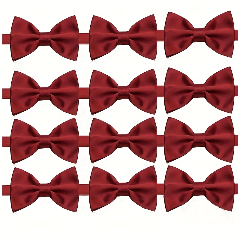 8個/12個入り メンズ バーガンディ プレタイド 調節可能 - Men'S Formal Wear Bow Ties のレビューと価格