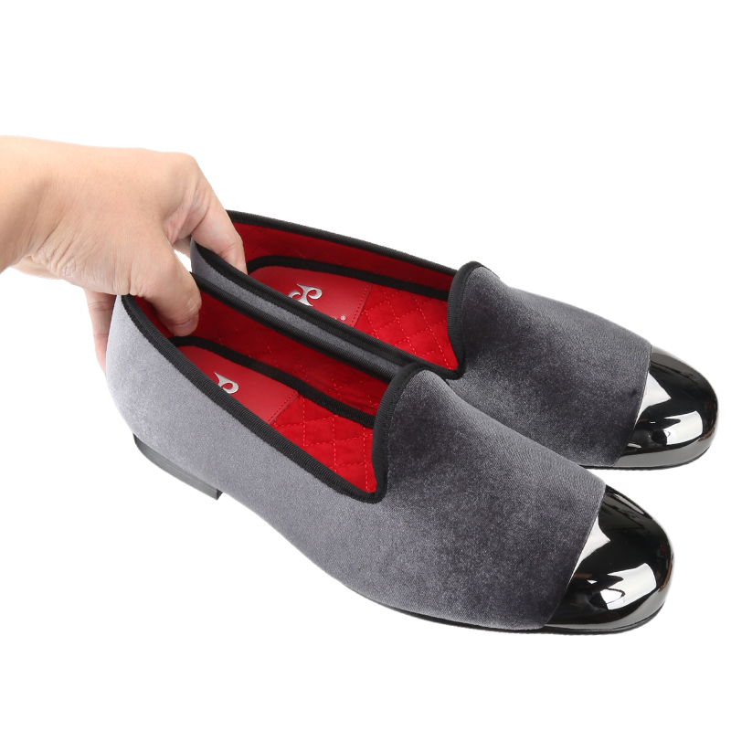 Piergitar グレーベルベットスリッポンローファーガン - Men'S Formal Wear Slippers のレビューと価格