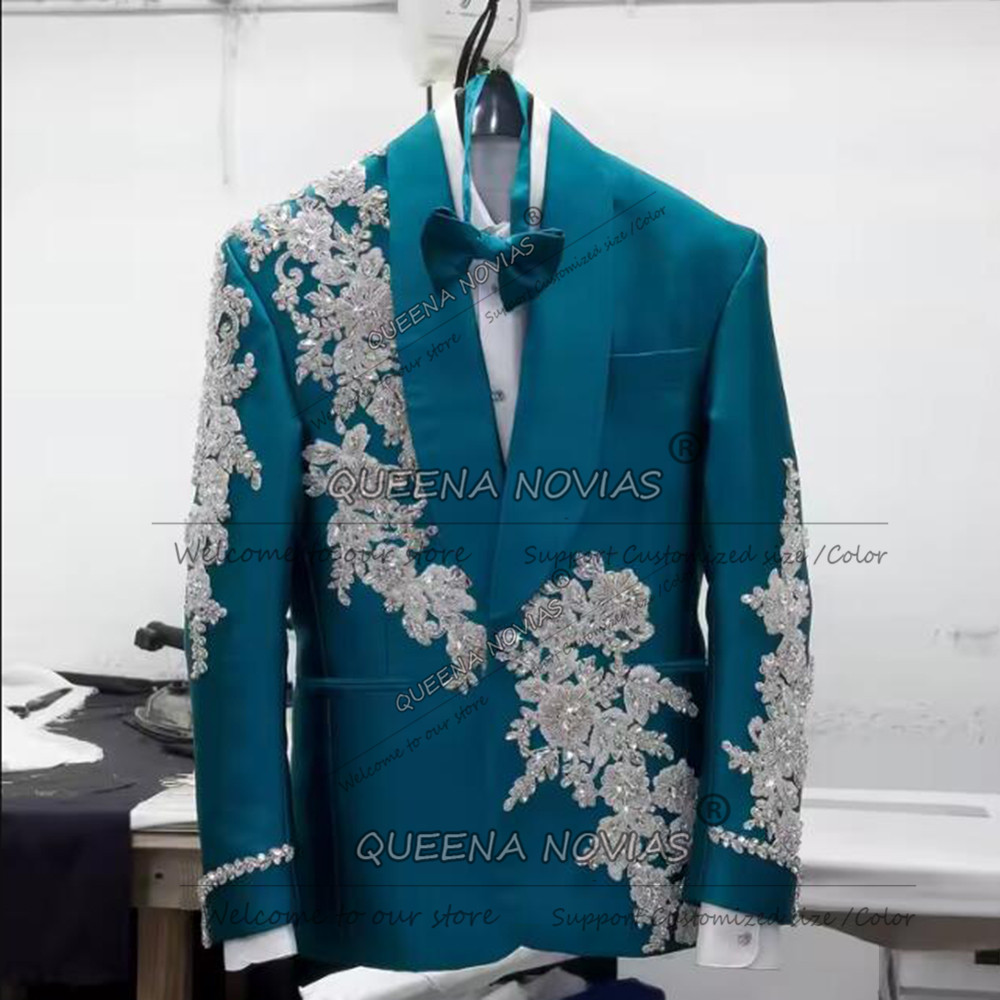 新郎専用ウェディングスーツ フォーマルウェア ビーズストーン - Formal Wear Jersey For Men のレビューと価格