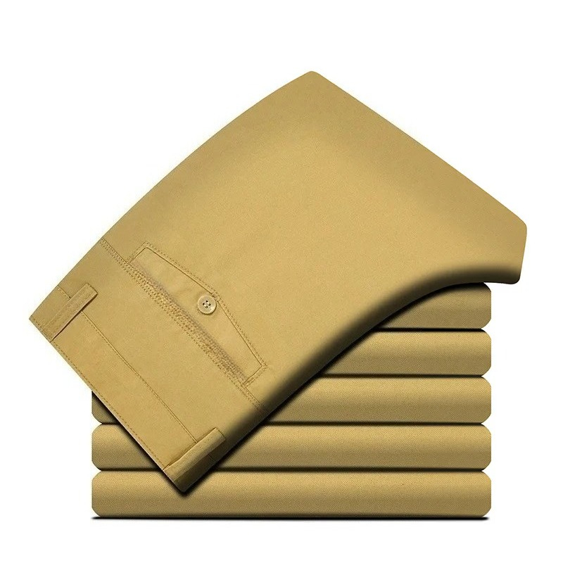 綿100% メンズカジュアルパンツ ストレートカット チノパ - Khaki Formal Wear Men のレビューと価格