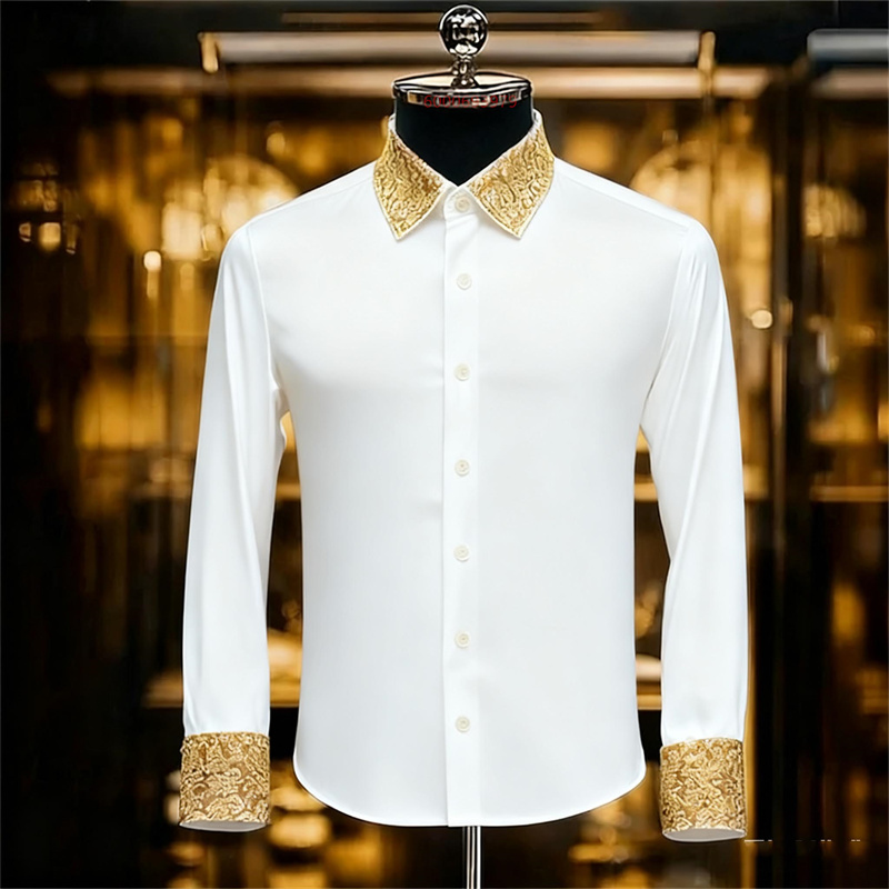 メンズエスニックスタイルの絶妙な花柄シャツ、フォーマルシャツ - Men Formal Party Wear Shirt のレビューと価格