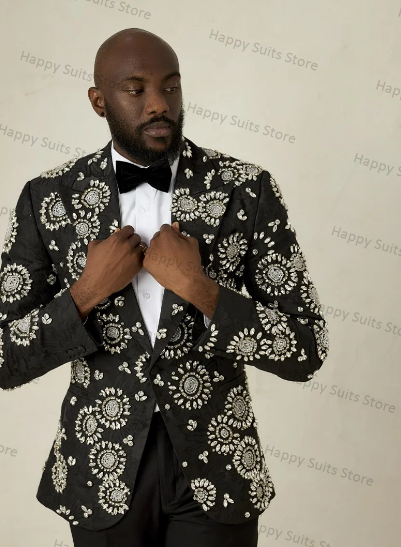 男性用の黒い新郎のスーツ,ブレザーパンツ,豪華なフォーマルオ - Formal Wear Jersey For Men のレビューと価格