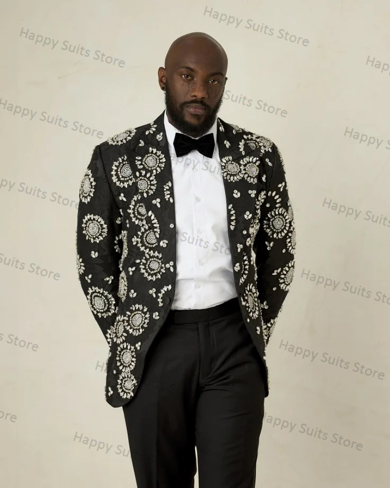 男性用の黒い新郎のスーツ,ブレザーパンツ,豪華なフォーマルオ - Formal Wear Jersey For Men のレビューと価格