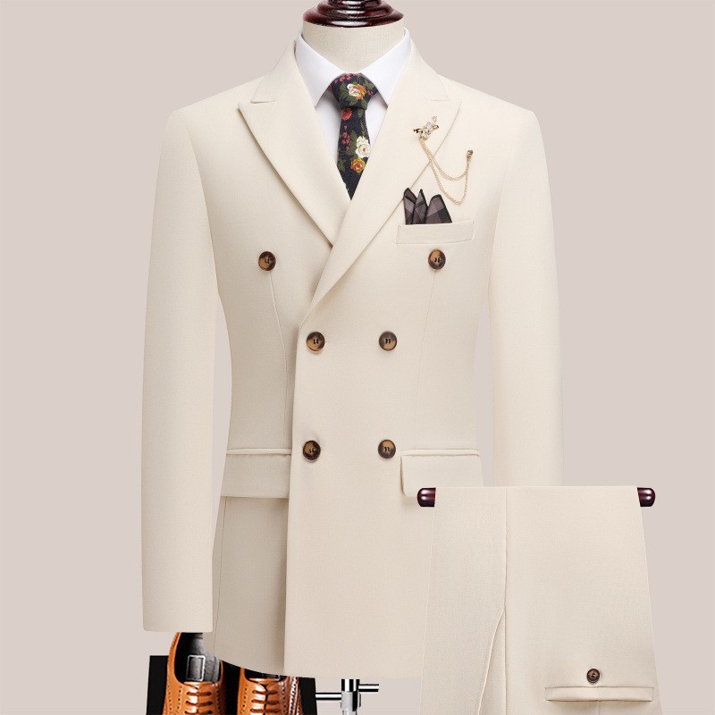 メンズスーツセット 高級感のあるディープホワイト ダブルブレ - Men'S Formal Dinner Wear のレビューと価格
