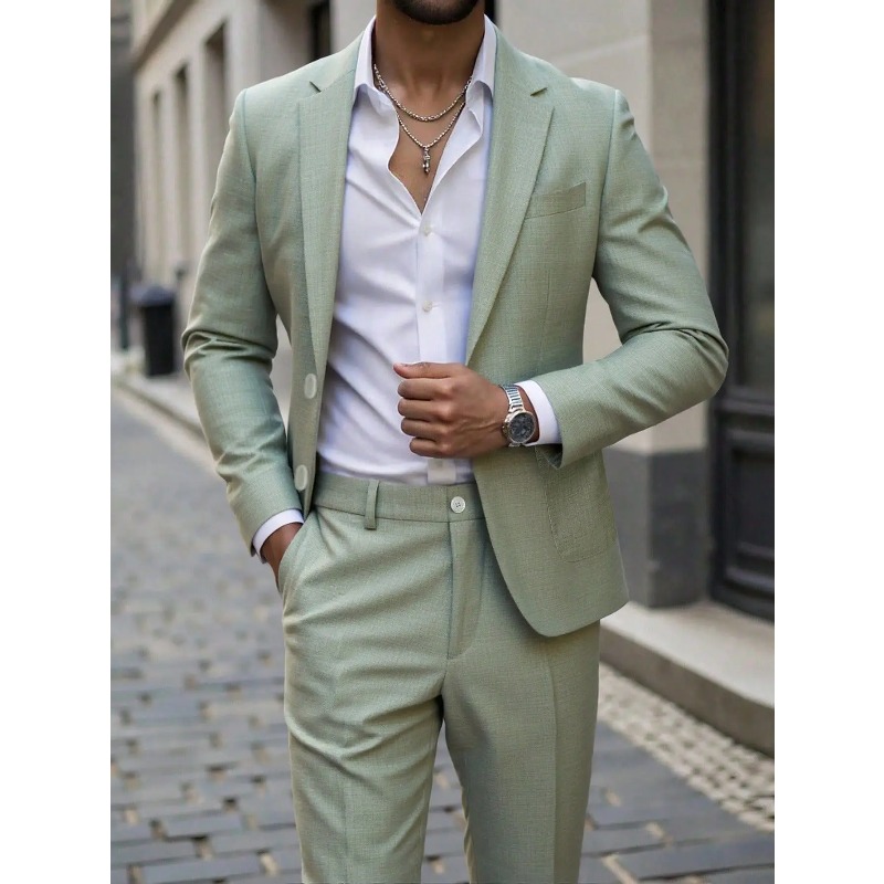ビジネスマン向け無地スーツ＆パンツセット、スリムフィット、大 - Men'S Formal Dinner Wear のレビューと価格