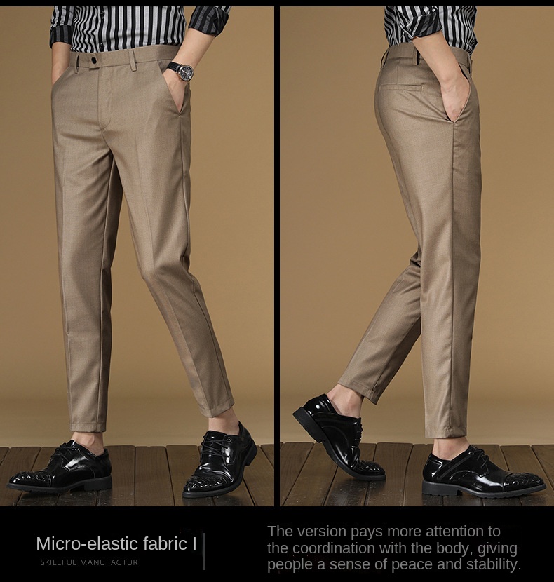 夏のスーツのズボン男性赤、黒カーキフラット正式な事務服スマー - Khaki Formal Wear Men のレビューと価格