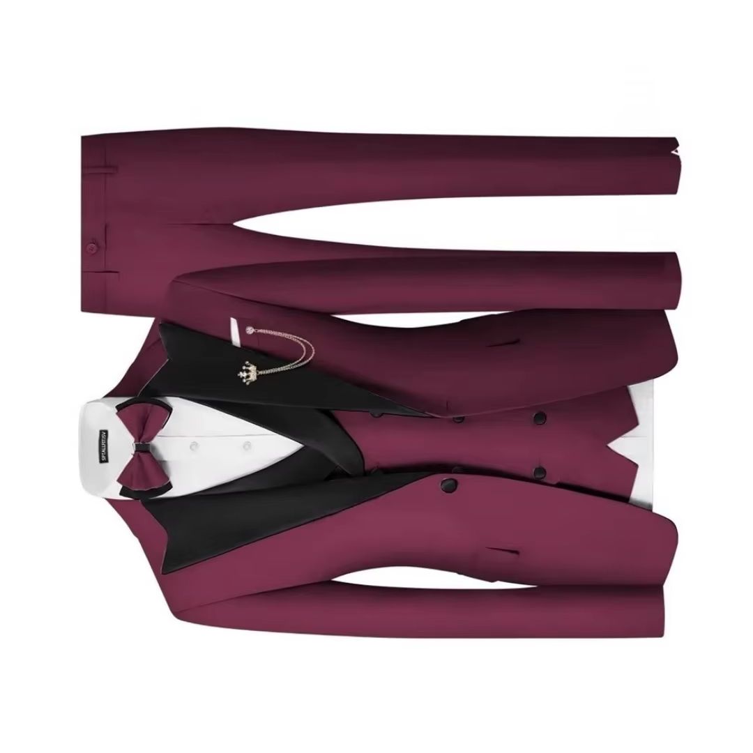 メンズスリムフィット3ピースタキシードスーツセットダブルブレ - Men'S Formal Dinner Wear のレビューと価格