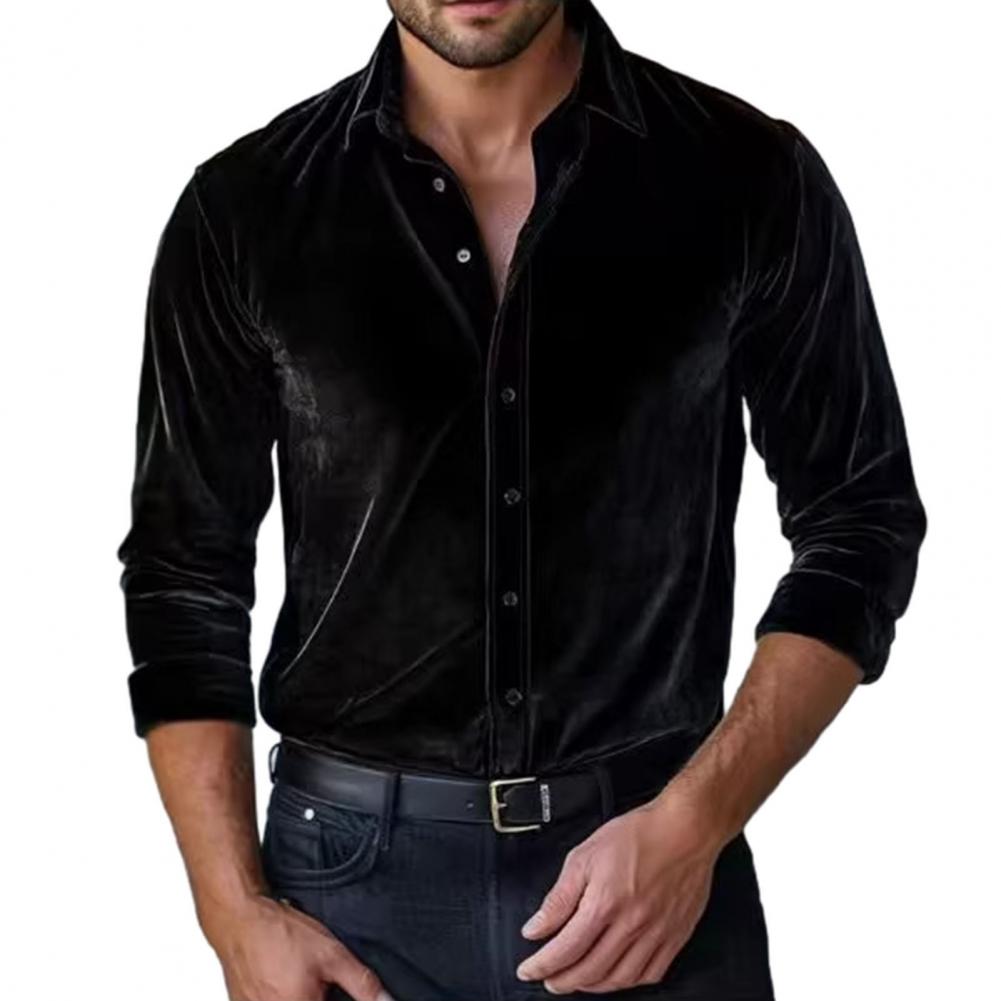 メンズベルベットシャツ メンズベルベットドレスシャツ 長袖ボ - Men Formal Party Wear Shirt のレビューと価格