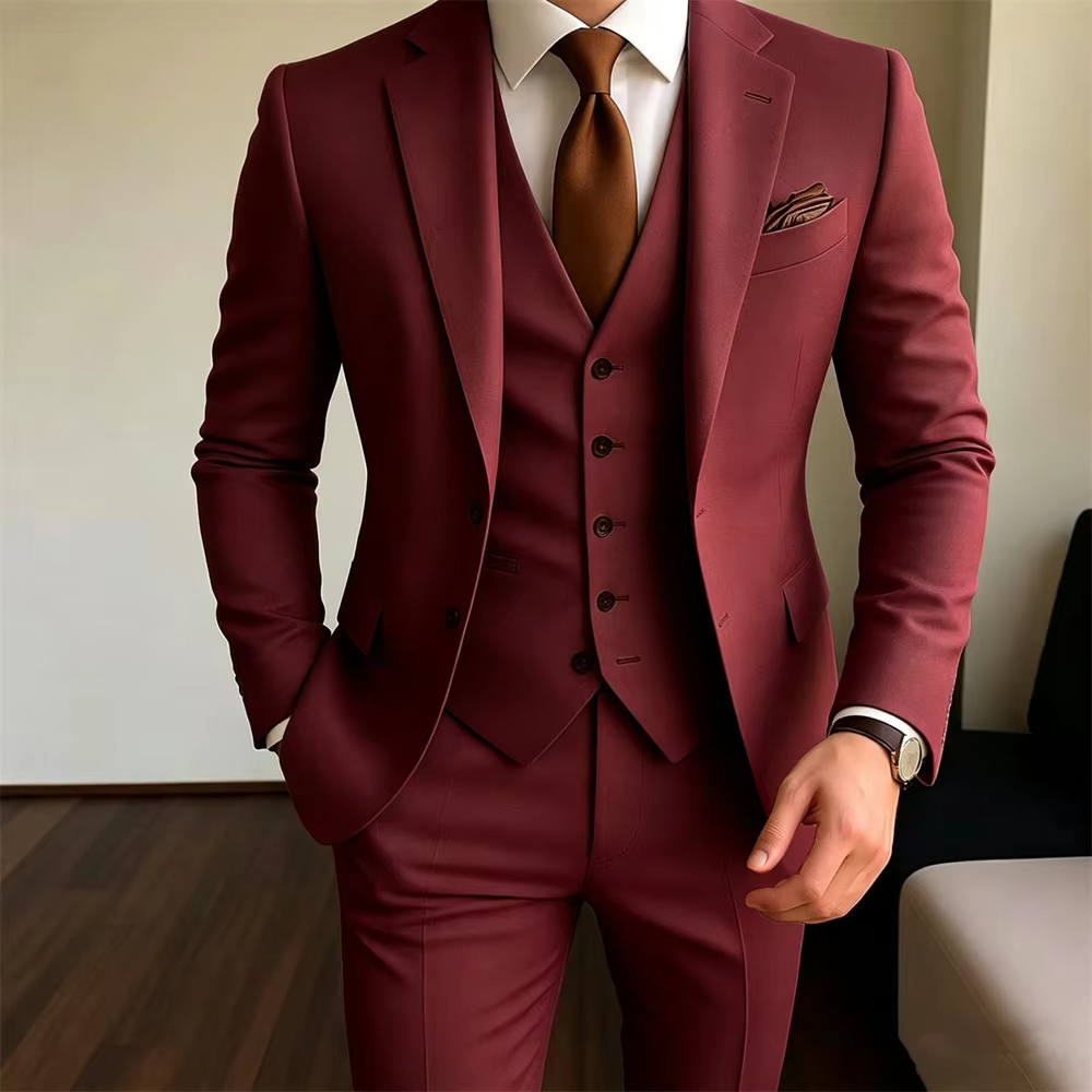 カーキメンズスーツ 3 ピース ジャケット + ベスト +  - Khaki Formal Wear Men のレビューと価格