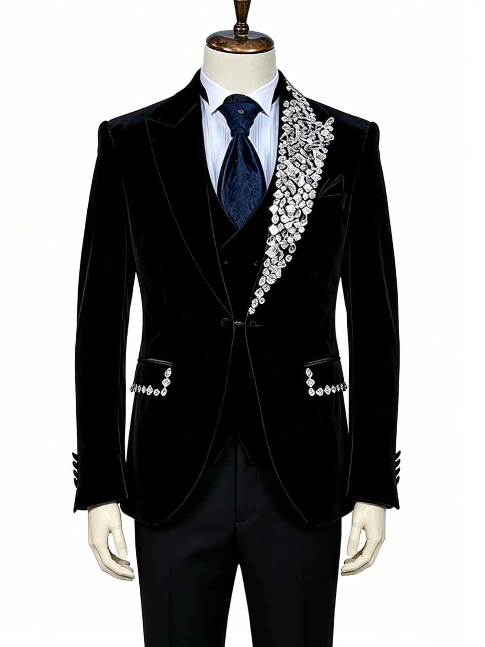 フォーマルウェディングタキシードベルベット2ピースセットプラ - Formal Wear Jersey For Men のレビューと価格