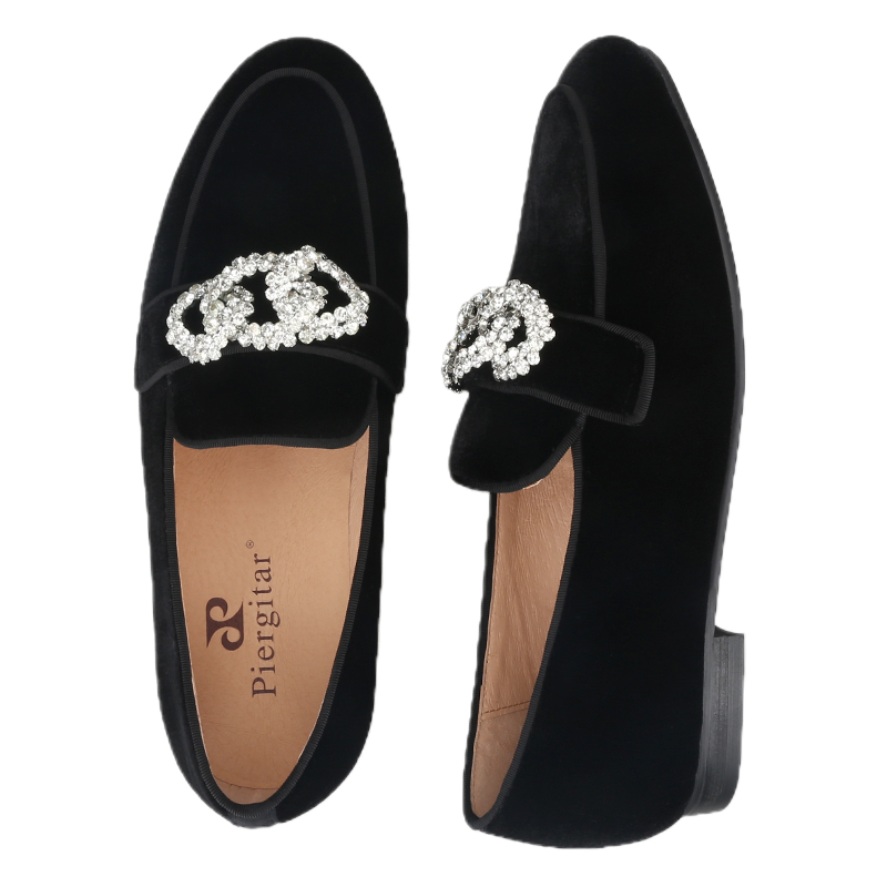 Piergitar-フォーマルウェア用のブラックベルベットロ - Men'S Formal Wear Slippers のレビューと価格