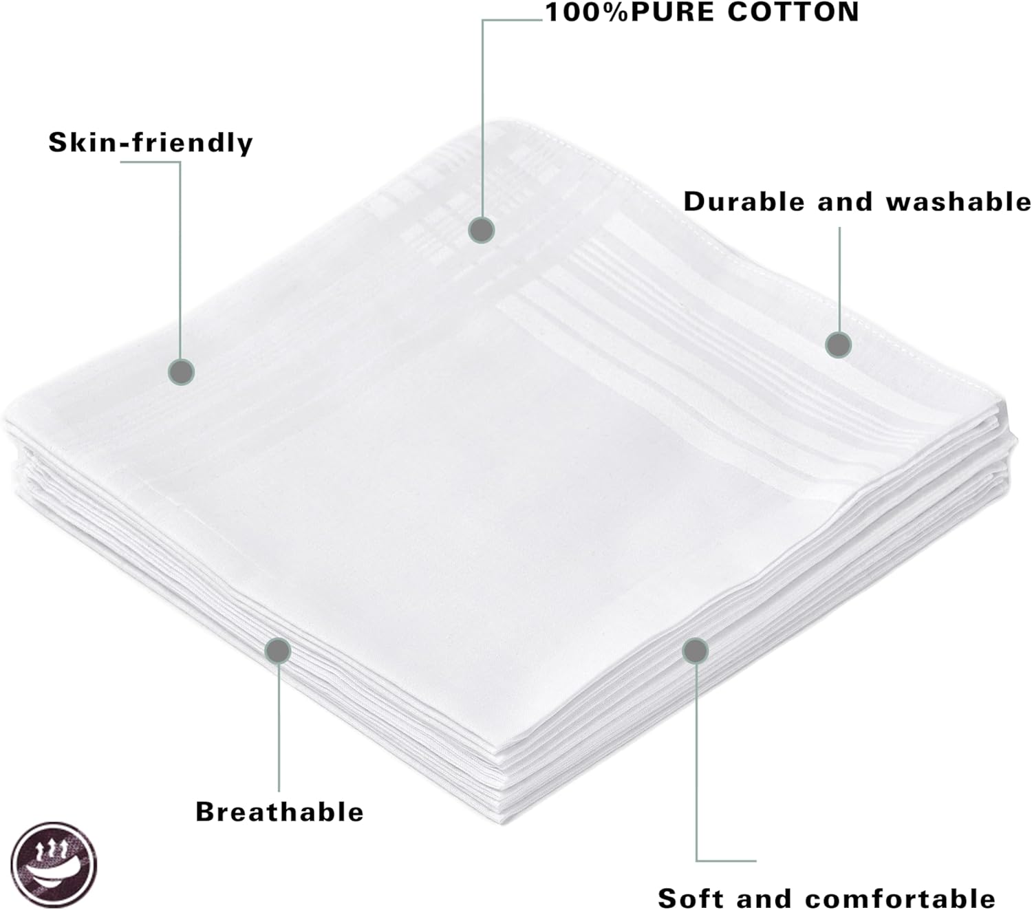 メンズ純白100％綿ハンカチ - Monogrammed Handkerchief のレビューと価格