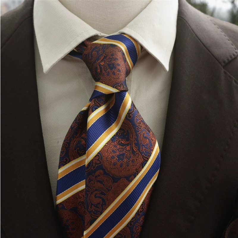 メンズネイビーブラウンのネクタイ,フォーマルなビジネスシルク - Men Formal Party Wear Shirt のレビューと価格