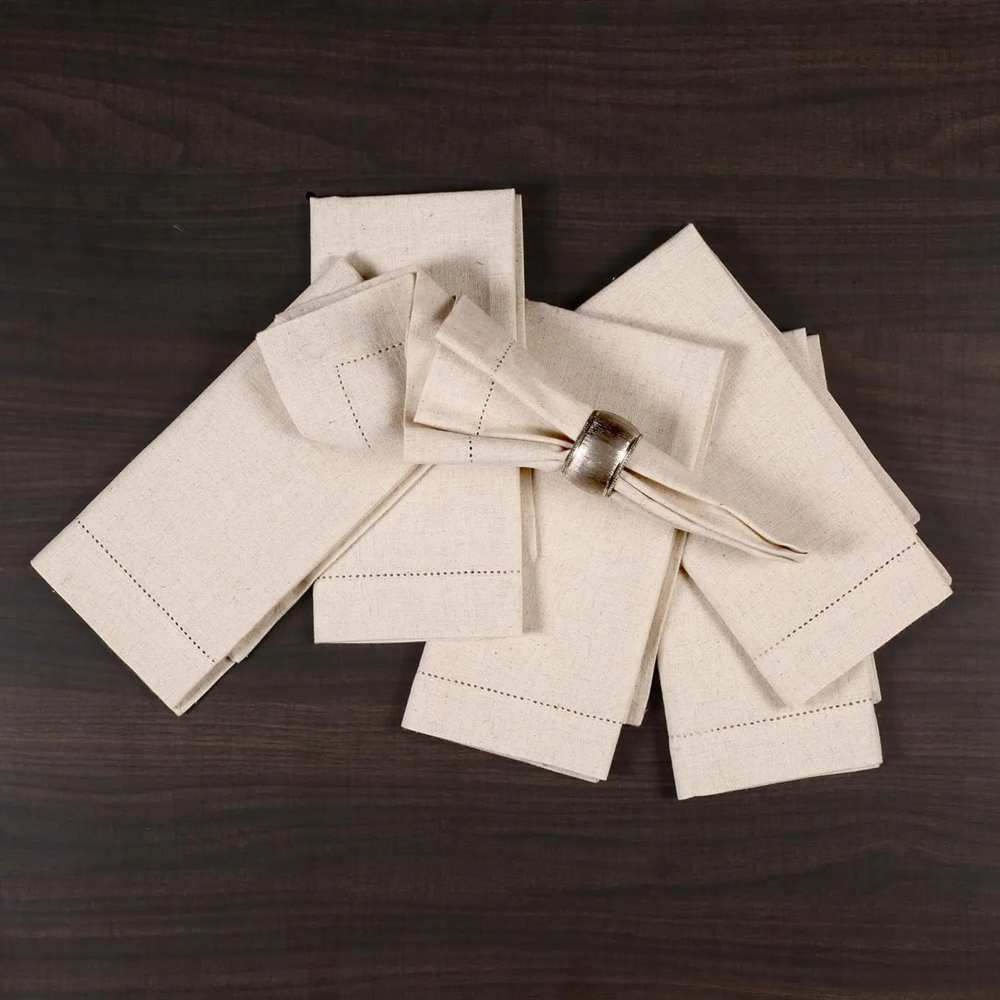 6枚組 リネンナプキン ホワイトテーブルナプキン コットンリ - Monogrammed Handkerchief のレビューと価格