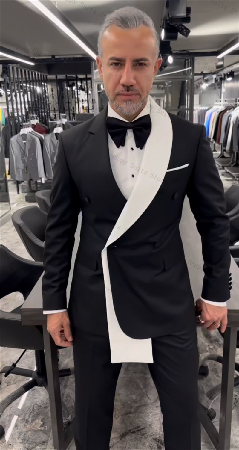 黒白男性スーツセット 2 ピースブレザー + パンツズボンダ - Formal Wear Jersey For Men のレビューと価格