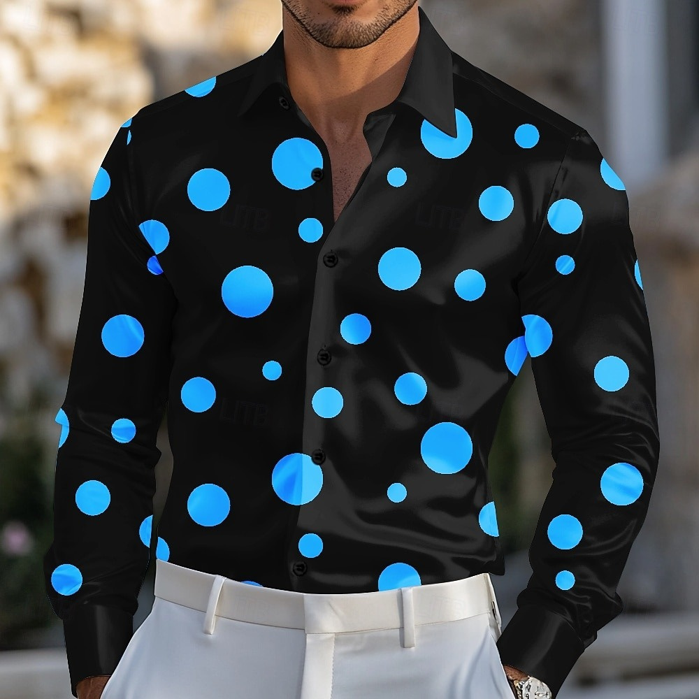 メンズ 幾何学模様 ポルカドット シャツ フォーマルシャツ  - Men Formal Party Wear Shirt のレビューと価格