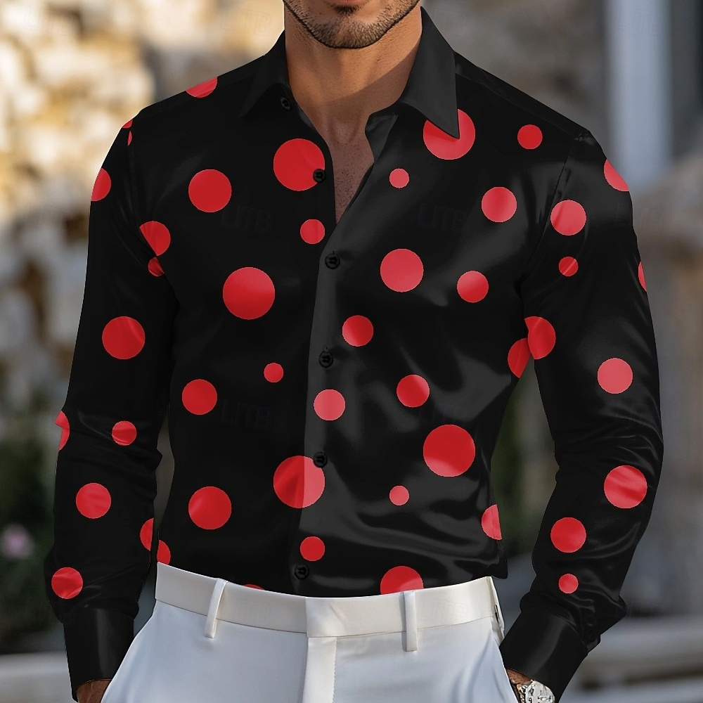 メンズ 幾何学模様 ポルカドット シャツ フォーマルシャツ  - Men Formal Party Wear Shirt のレビューと価格