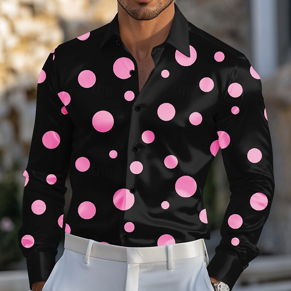 メンズ 幾何学模様 ポルカドット シャツ フォーマルシャツ  - Men Formal Party Wear Shirt のレビューと価格