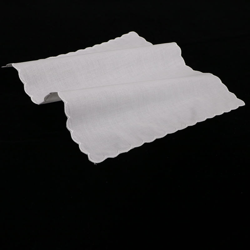 A011 ホワイトコットンシェルエッジハンカチ 12 枚入り - Monogrammed Handkerchief のレビューと価格