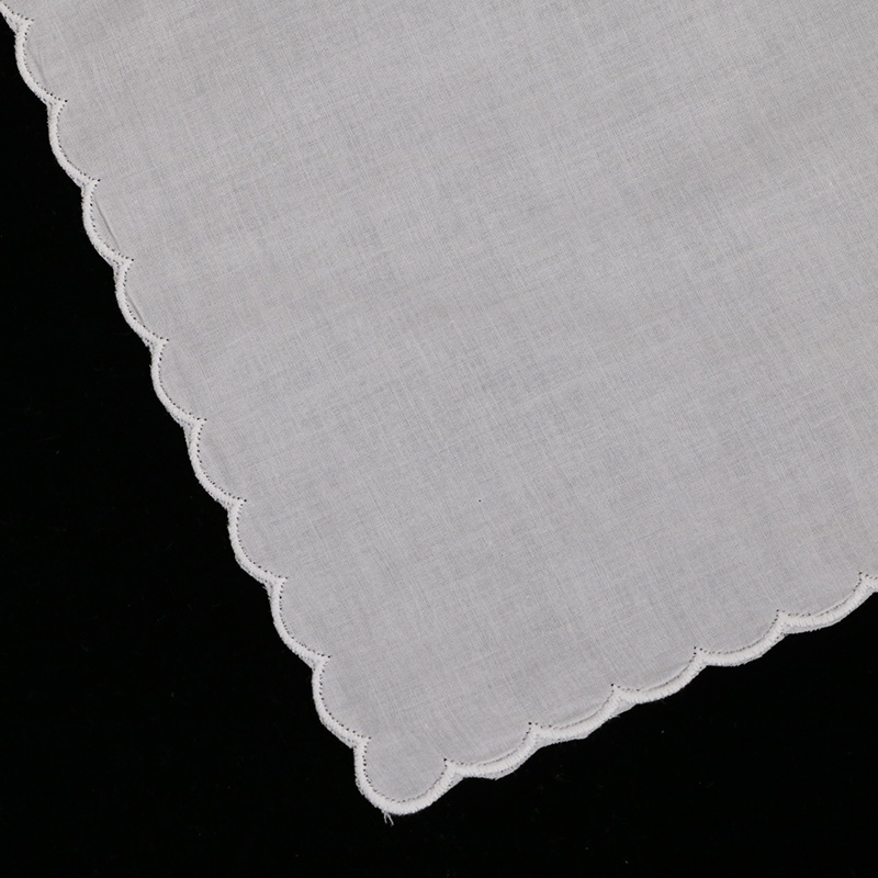 A011 ホワイトコットンシェルエッジハンカチ 12 枚入り - Monogrammed Handkerchief のレビューと価格