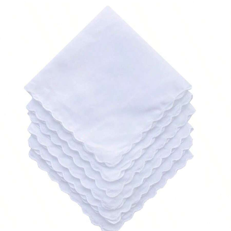 6枚/綿ハンカチ 扇形ポケットスクエアタオル ホワイト 30 - Monogrammed Handkerchief のレビューと価格
