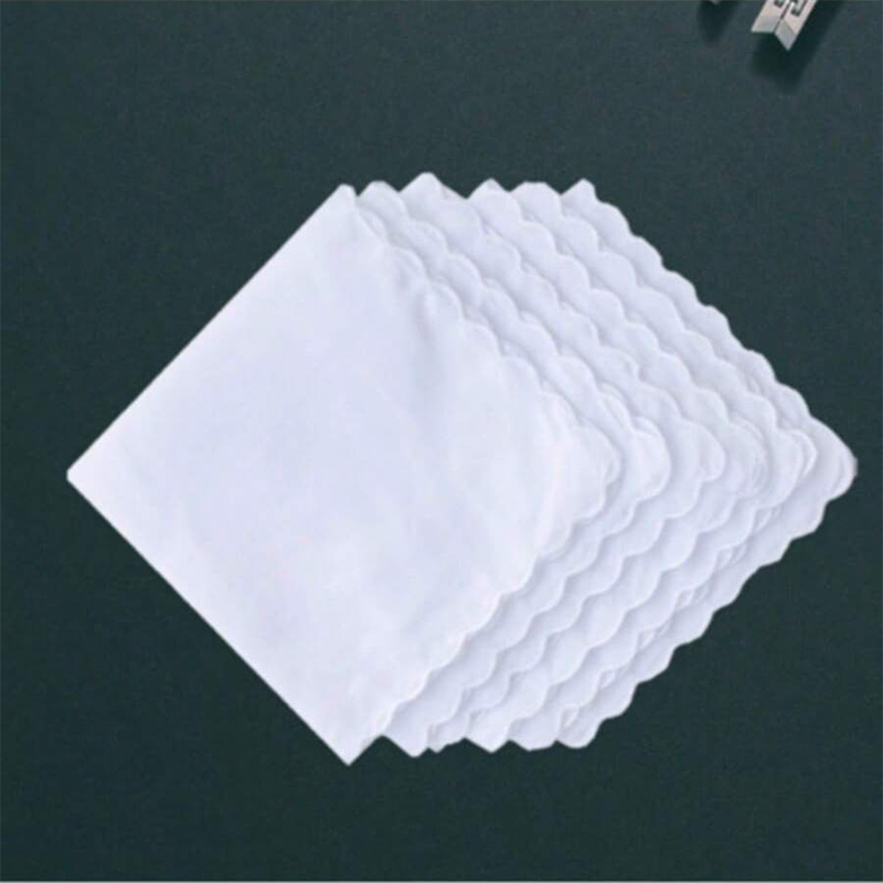 6枚/綿ハンカチ 扇形ポケットスクエアタオル ホワイト 30 - Monogrammed Handkerchief のレビューと価格