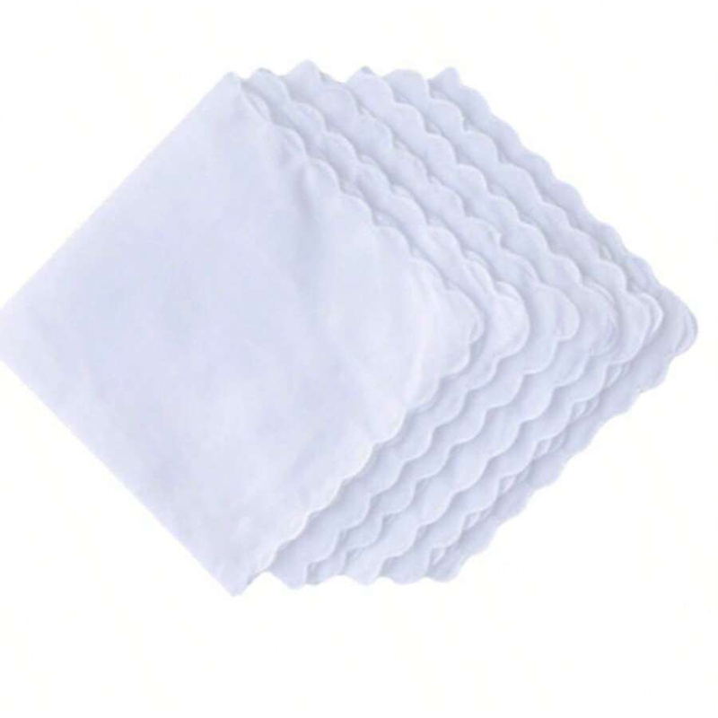 6枚/綿ハンカチ 扇形ポケットスクエアタオル ホワイト 30 - Monogrammed Handkerchief のレビューと価格