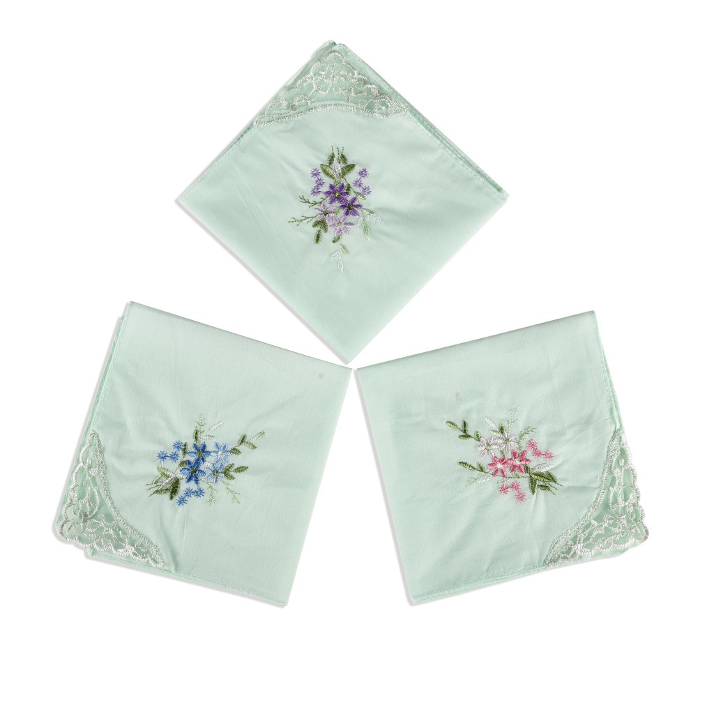 3 個の高級綿女性ハンカチ刺繍レースフラワーハンカチ花ランダ - Monogrammed Handkerchief のレビューと価格