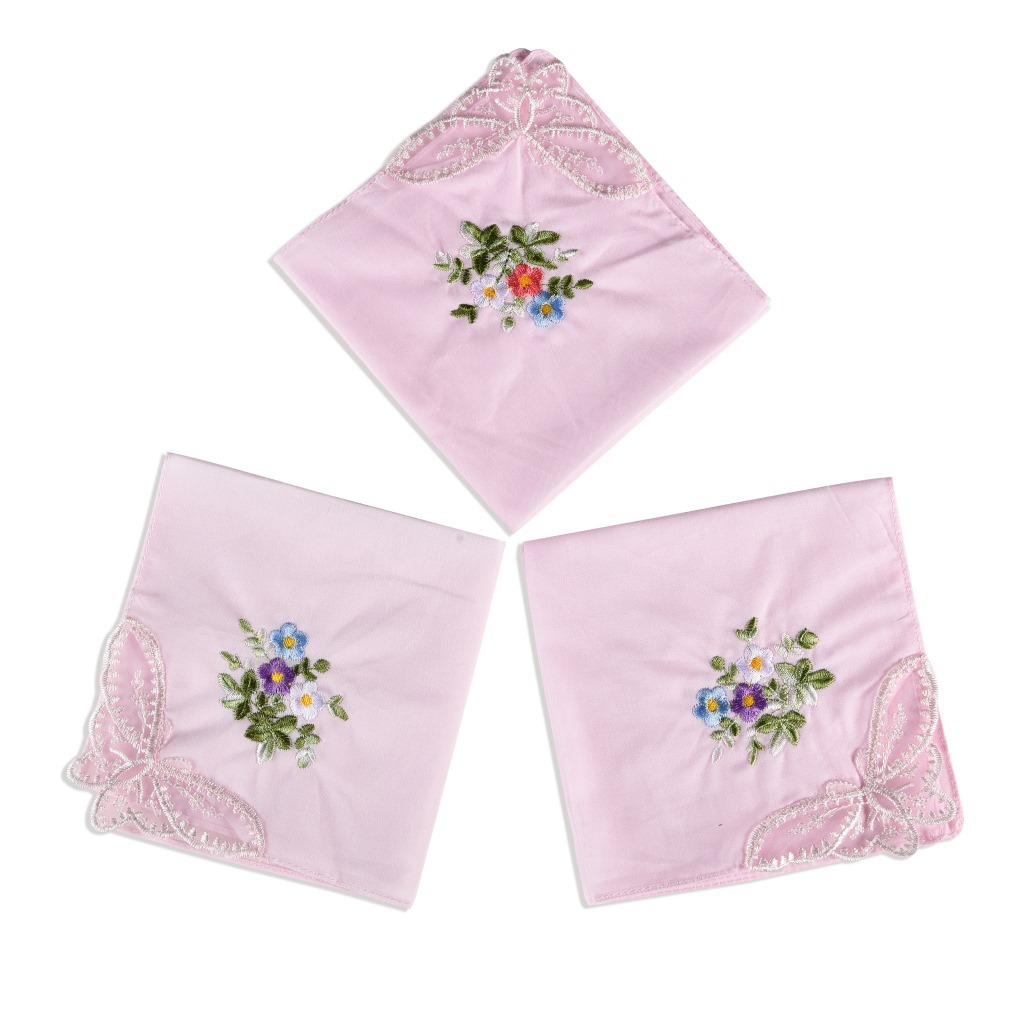 3 個の高級綿女性ハンカチ刺繍レースフラワーハンカチ花ランダ - Monogrammed Handkerchief のレビューと価格