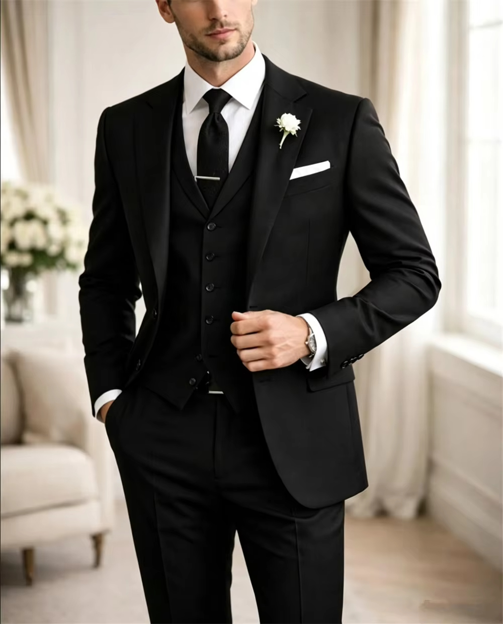 ラグジュアリーテーラーメイド カーキ メンズスーツ 3ピース - Khaki Formal Wear Men のレビューと価格