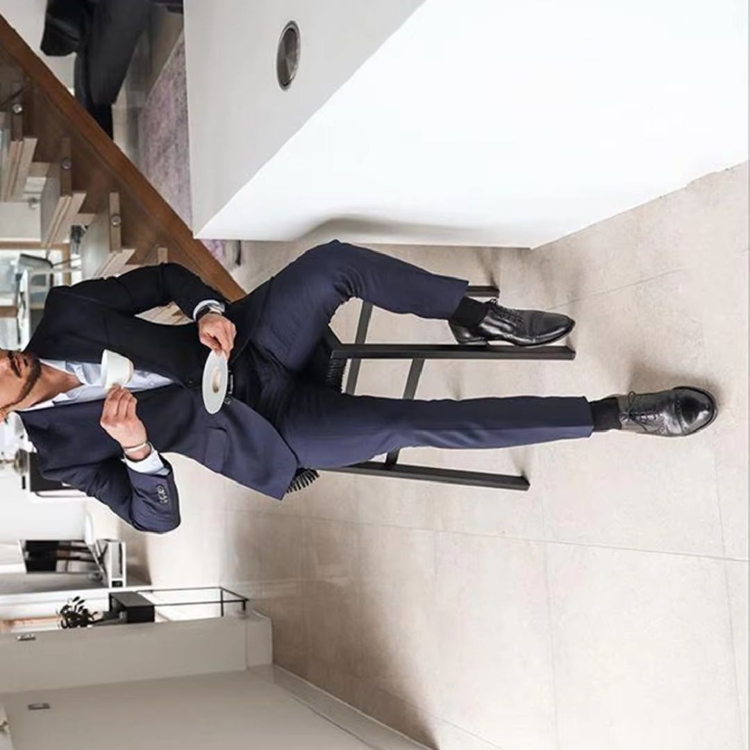 ネイビーブルーの2ピースメンズタキシードスーツ、花婿の付添人 - Men'S Formal Dinner Wear のレビューと価格